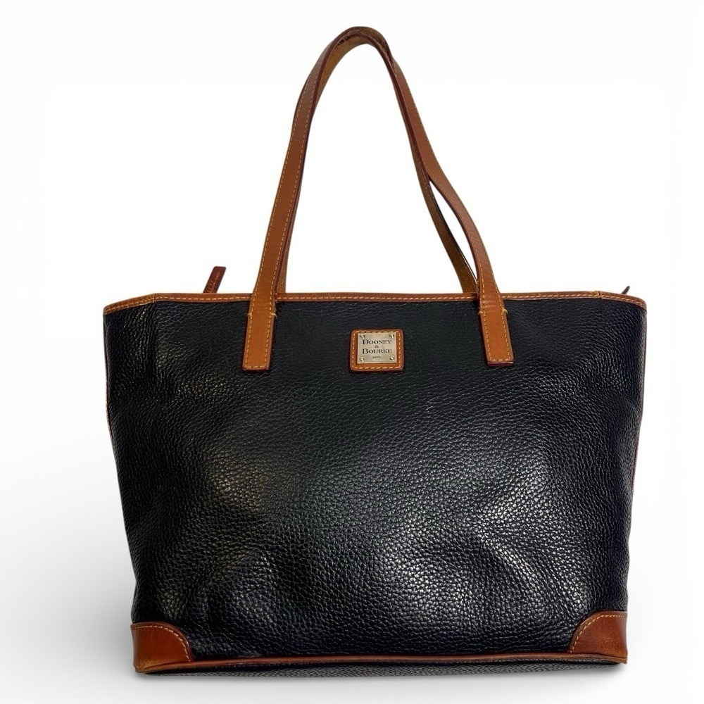 Dooney And Bourke Black Pebble Leather Charleston Large Shopper Tote  *see